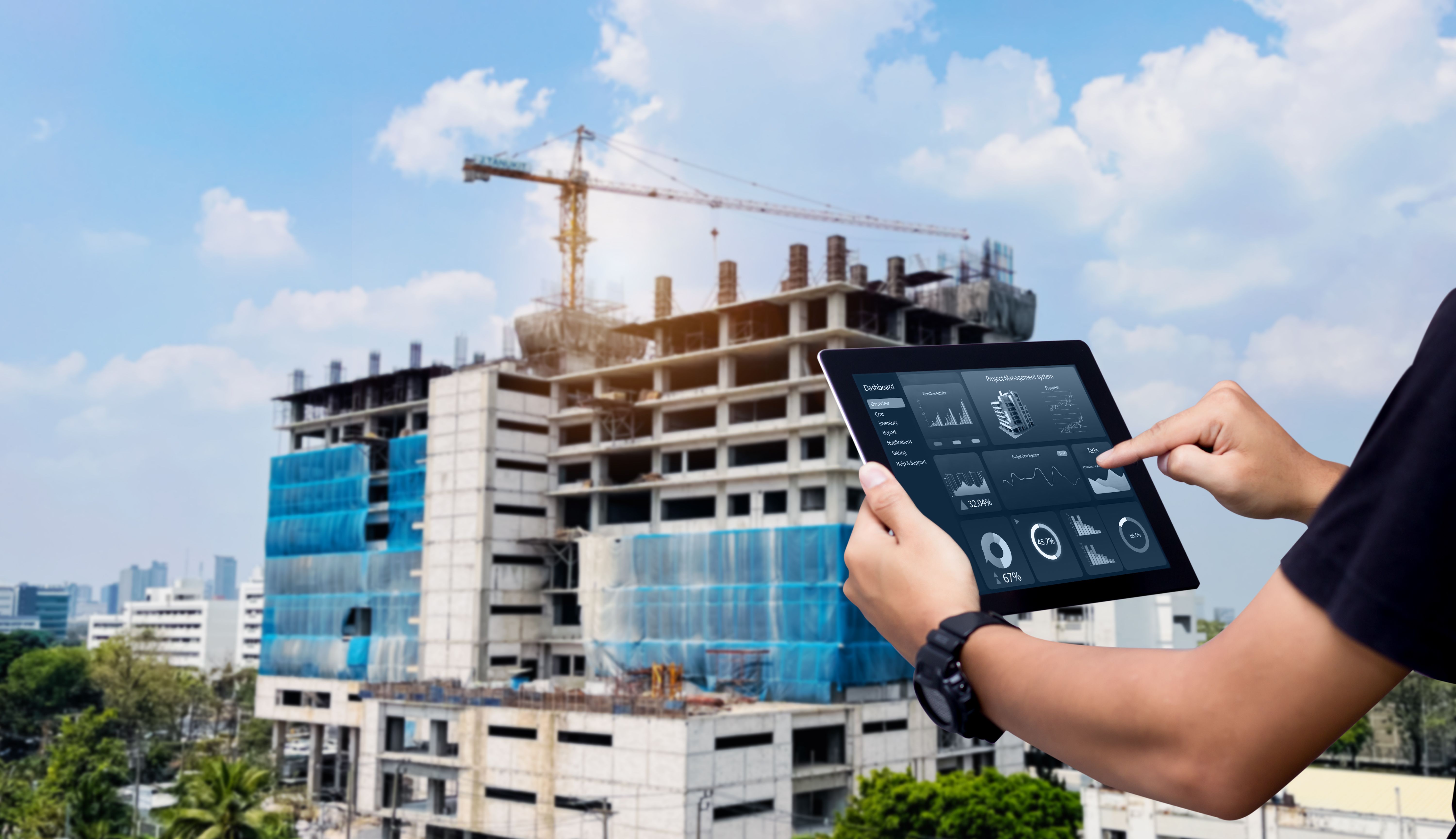Smart Construction Project management system concept